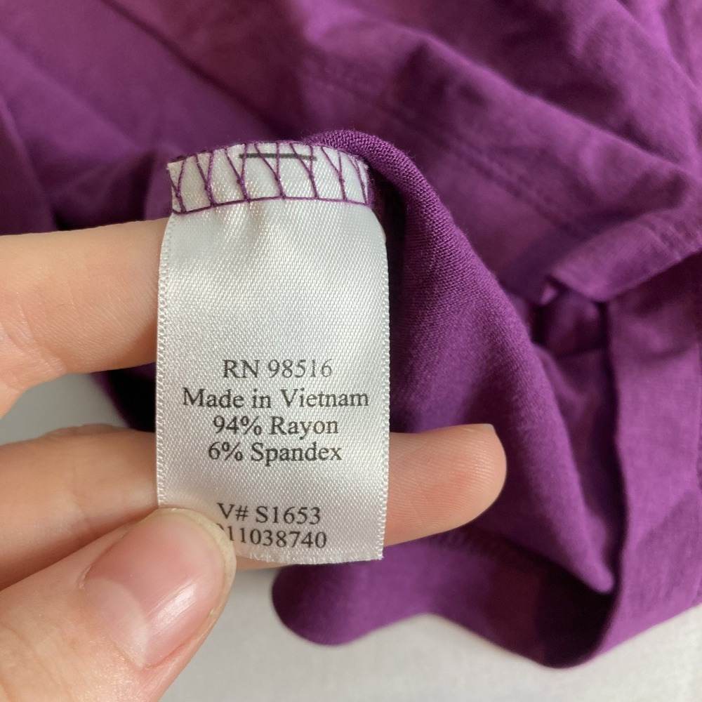 NWT Coldwater Creek Purple Double V Neck Knit Top Sz XL Lagenlook Stretchy Chic - Picture 6 of 12